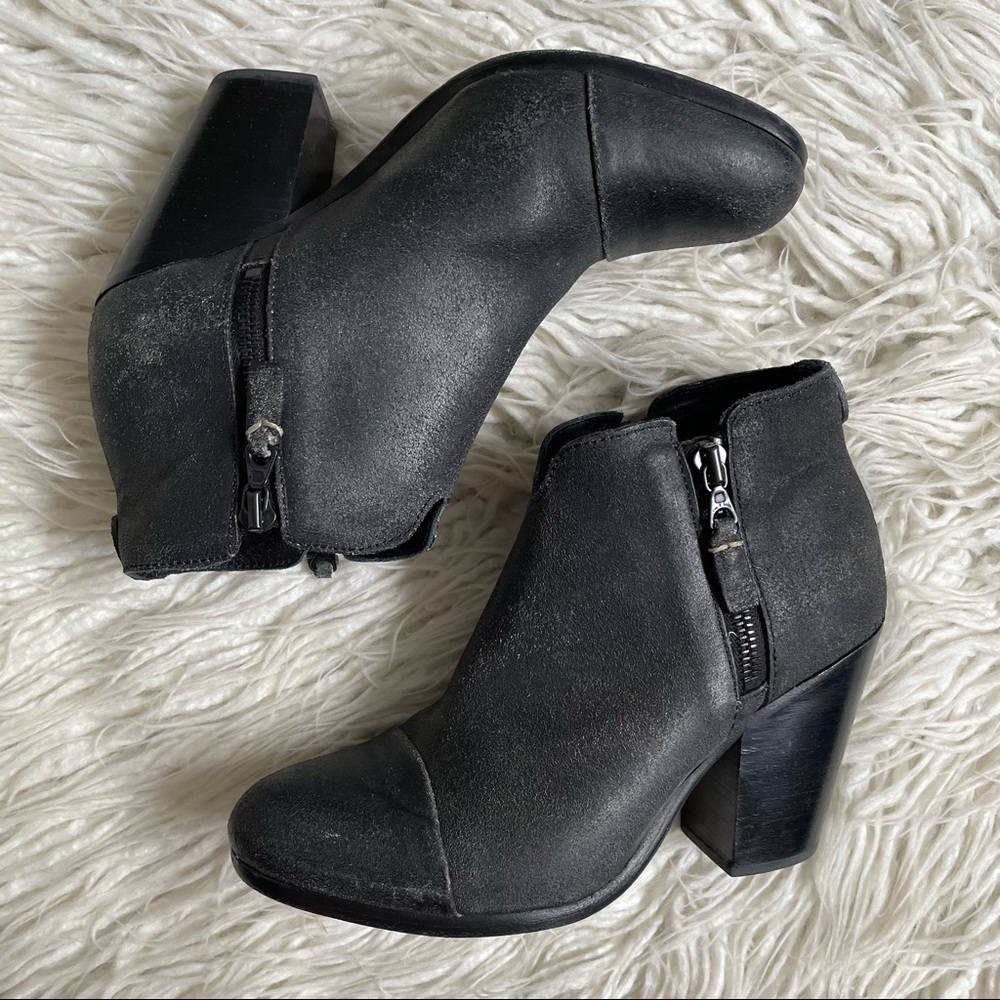 rag & bone Womens Black Crackle Leather Margot Heeled Booties EUC Size 37.5